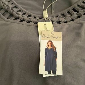 Gray Tunic with tags. Dress up/ down. With side pockets: